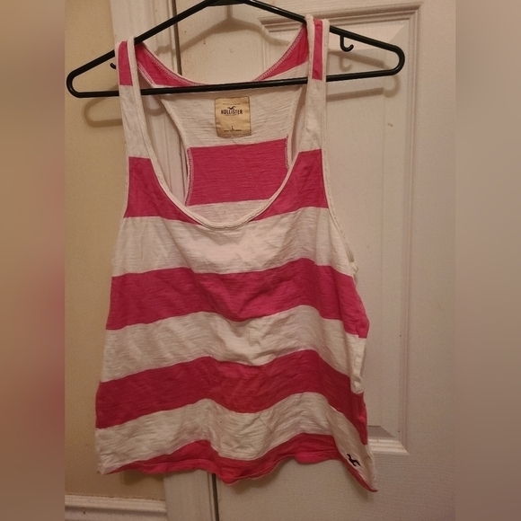 NWOT Hollister Pink White Stripes  Tank Top Size Large - Picture 4 of 4